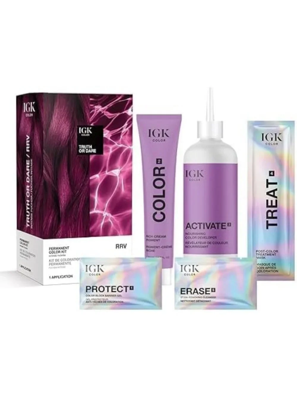 Intense Fuchsia Permanent Hair Dye Kit - Vibrant Color, 2 Pack, Long-Lasting